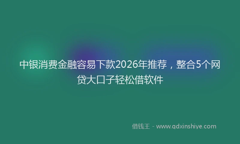 中银消费金融容易下款2026年推荐，整合5个网贷大口子轻松借软件