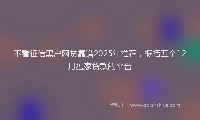 不看征信黑户网贷靠谱2025年推荐，概括五个12月独家贷款的平台