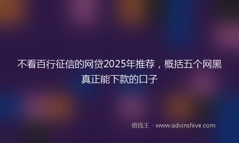 不看百行征信的网贷2025年推荐,概括五个网黑真正能下款的口子