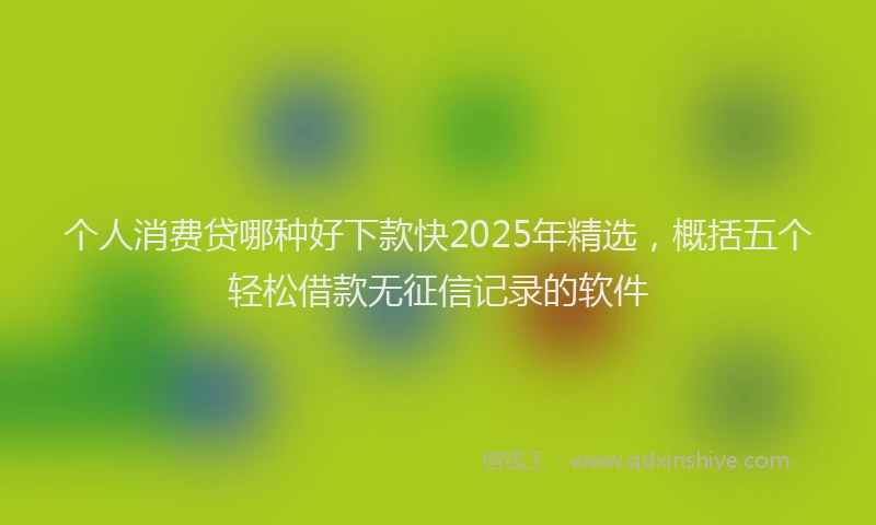 个人消费贷哪种好下款快2025年精选，概括五个轻松借款无征信记录的软件