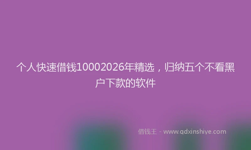 个人快速借钱10002026年精选，归纳五个不看黑户下款的软件
