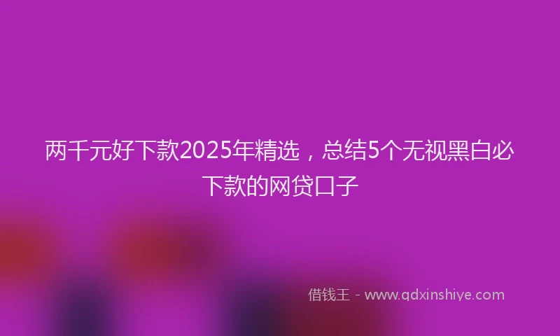 两千元好下款2025年精选，总结5个无视黑白必下款的网贷口子