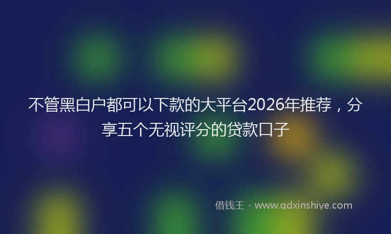 不管黑白户都可以下款的大平台2026年推荐，分享五个无视评分的贷款口子