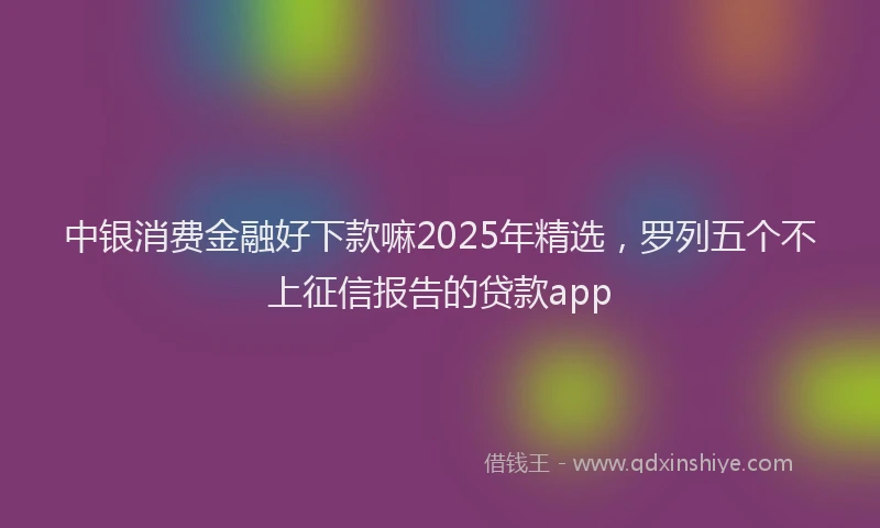 中银消费金融好下款嘛2025年精选，罗列五个不上征信报告的贷款app