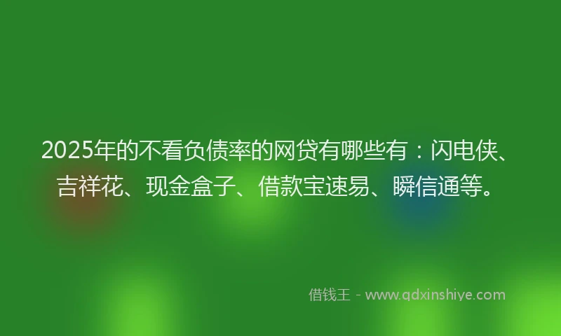 2025年的不看负债率的网贷有哪些有：闪电侠、吉祥花、现金盒子、借款宝速易、瞬信通等。