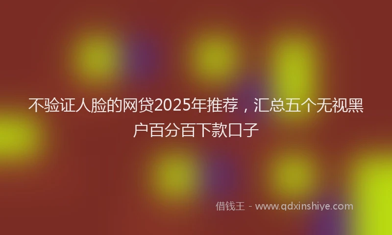 不验证人脸的网贷2025年推荐，汇总五个无视黑户百分百下款口子