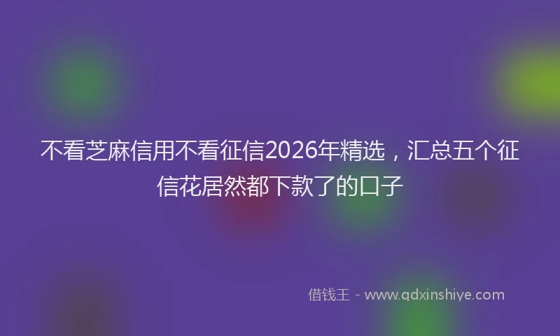 不看芝麻信用不看征信2026年精选，汇总五个征信花居然都下款了的口子