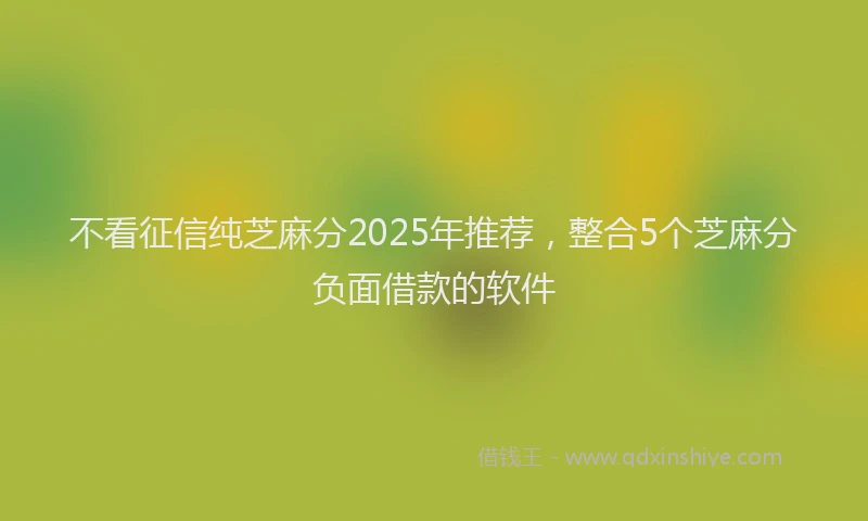不看征信纯芝麻分2025年推荐，整合5个芝麻分负面借款的软件