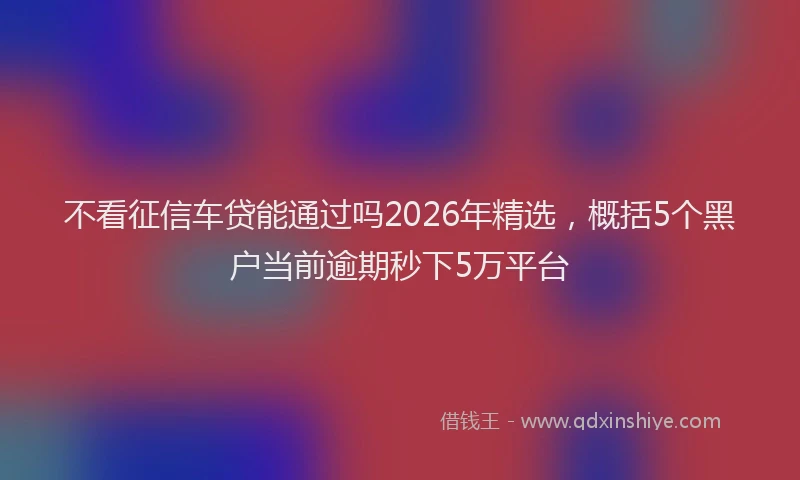 不看征信车贷能通过吗2026年精选，概括5个黑户当前逾期秒下5万平台