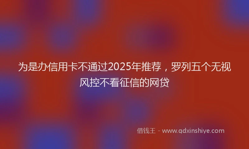 为是办信用卡不通过2025年推荐，罗列五个无视风控不看征信的网贷