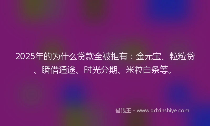2025年的为什么贷款全被拒有：金元宝、粒粒贷、瞬借通途、时光分期、米粒白条等。