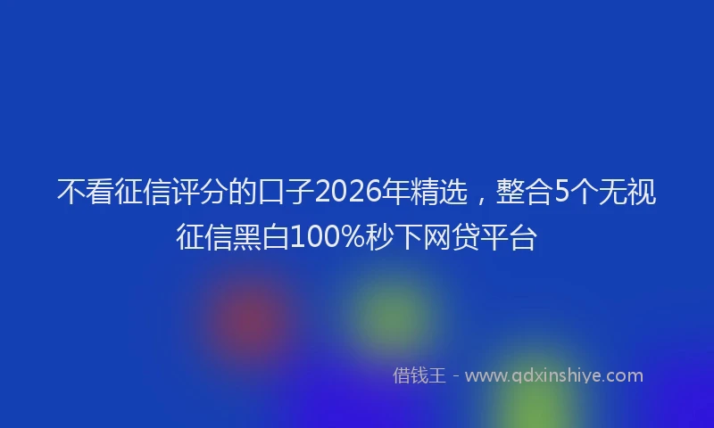 不看征信评分的口子2026年精选,整合5个无视征信黑白100%秒下网贷平台