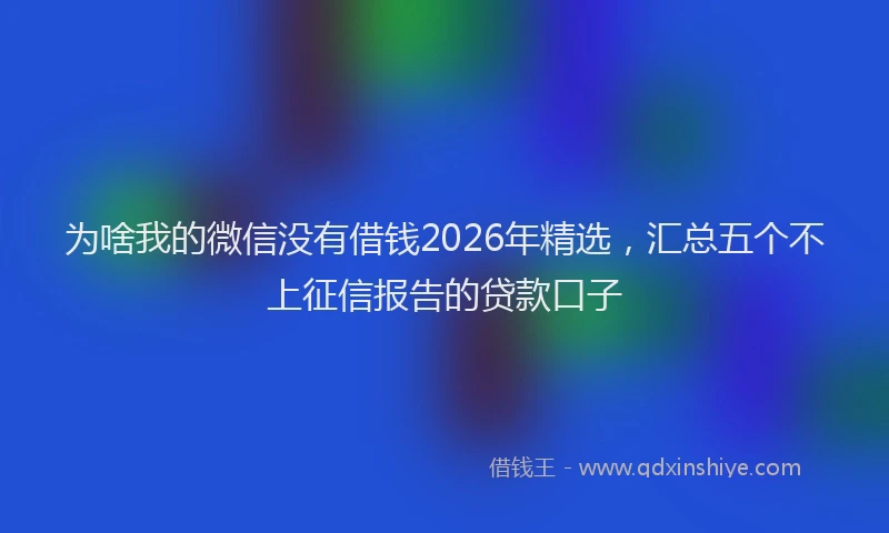 为啥我的微信没有借钱2026年精选，汇总五个不上征信报告的贷款口子