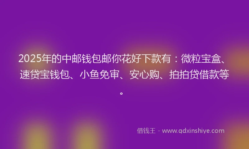 2025年的中邮钱包邮你花好下款有：微粒宝盒、速贷宝钱包、小鱼免审、安心购、拍拍贷借款等。