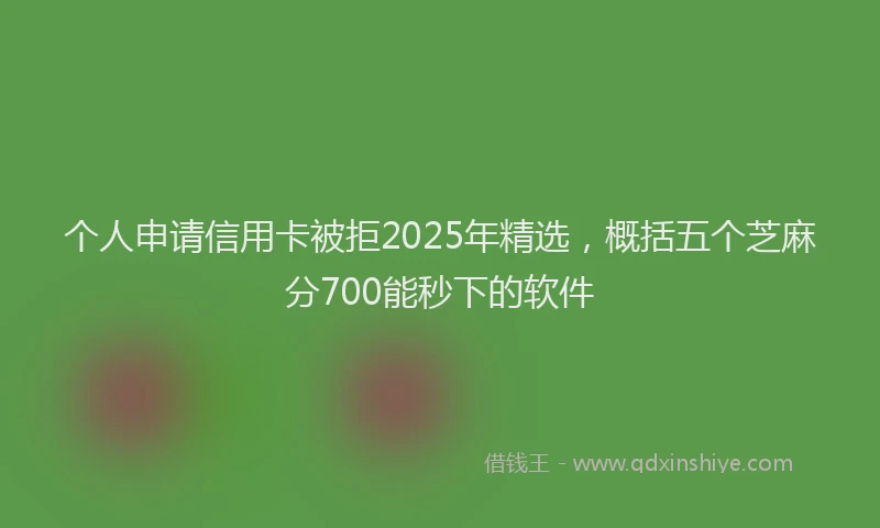 个人申请信用卡被拒2025年精选，概括五个芝麻分700能秒下的软件