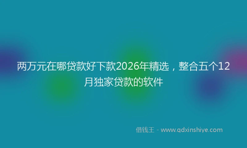 两万元在哪贷款好下款2026年精选，整合五个12月独家贷款的软件