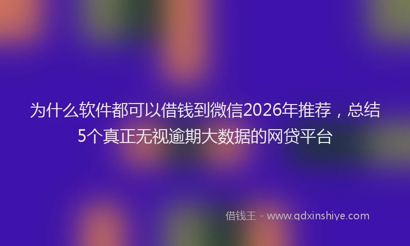 为什么软件都可以借钱到微信2026年推荐，总结5个真正无视逾期大数据的网贷平台