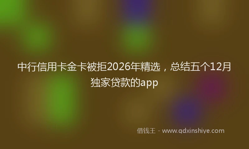 中行信用卡金卡被拒2026年精选，总结五个12月独家贷款的app