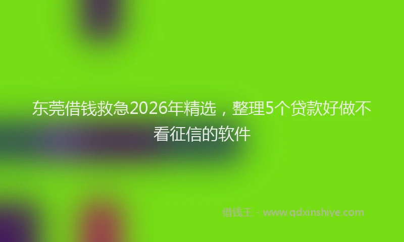 东莞借钱救急2026年精选，整理5个贷款好做不看征信的软件