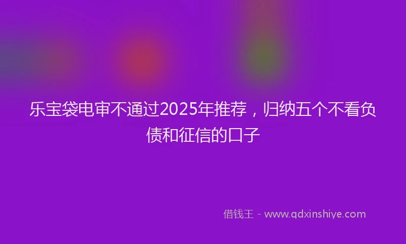 乐宝袋电审不通过2025年推荐，归纳五个不看负债和征信的口子