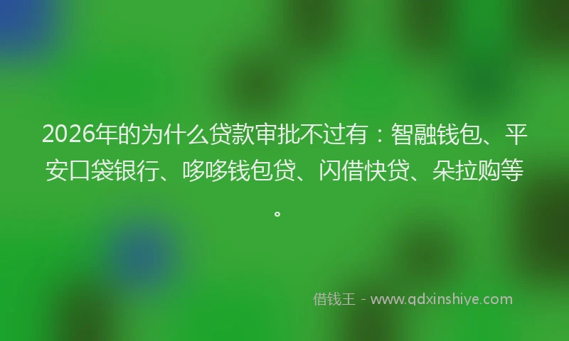 2026年的为什么贷款审批不过有：智融钱包、平安口袋银行、哆哆钱包贷、闪借快贷、朵拉购等。