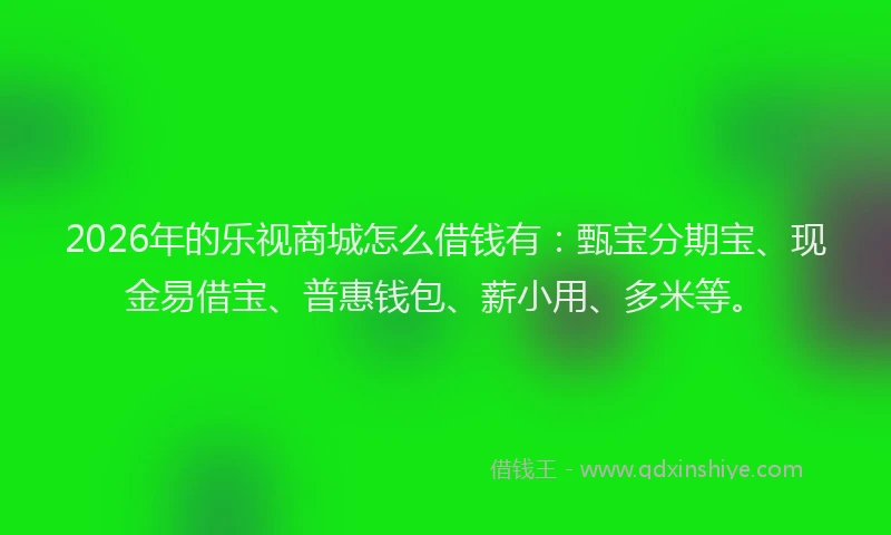 2026年的乐视商城怎么借钱有：甄宝分期宝、现金易借宝、普惠钱包、薪小用、多米等。