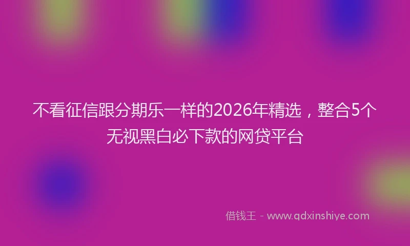 不看征信跟分期乐一样的2026年精选，整合5个无视黑白必下款的网贷平台