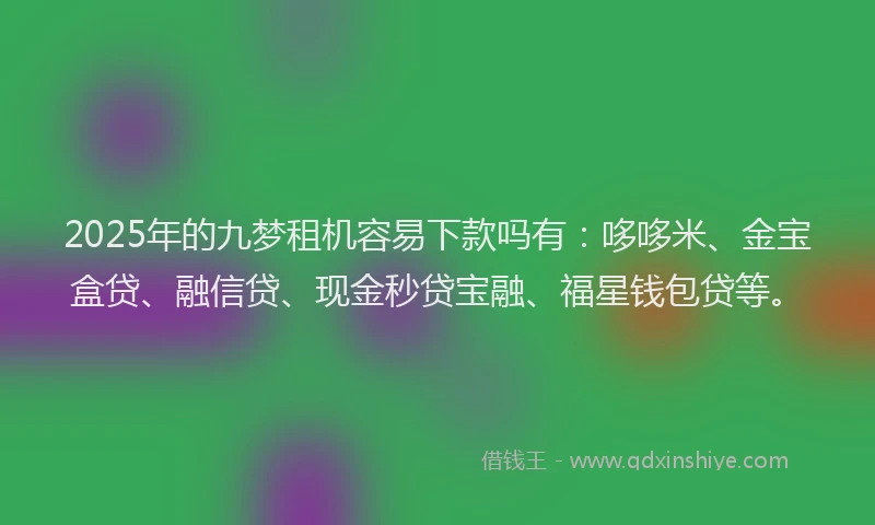 2025年的九梦租机容易下款吗有：哆哆米、金宝盒贷、融信贷、现金秒贷宝融、福星钱包贷等。