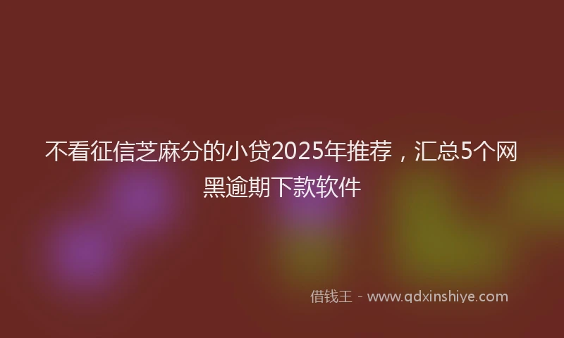 不看征信芝麻分的小贷2025年推荐，汇总5个网黑逾期下款软件