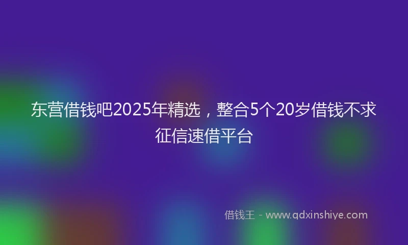 东营借钱吧2025年精选,整合5个20岁借钱不求征信速借平台
