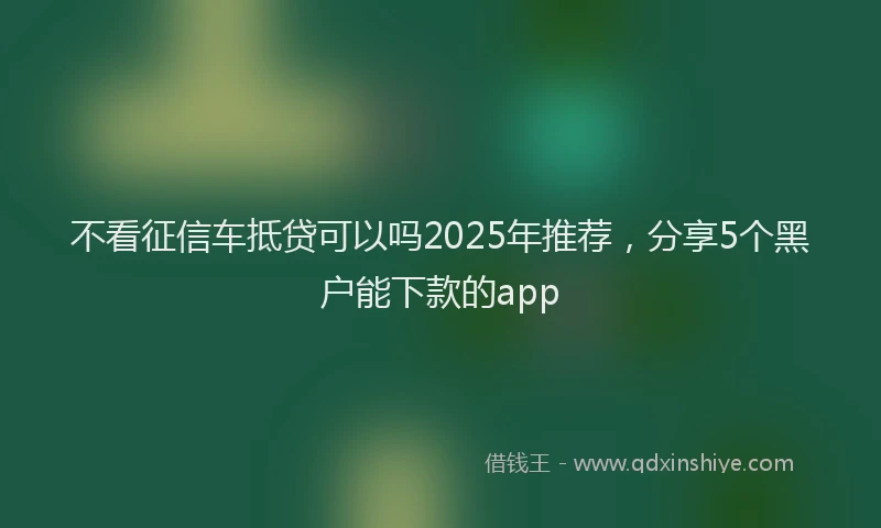 不看征信车抵贷可以吗2025年推荐，分享5个黑户能下款的app