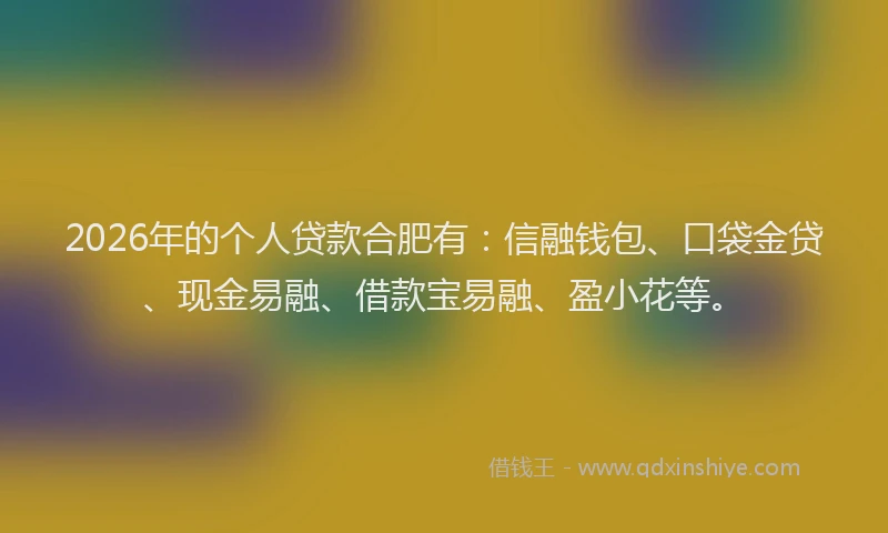 2026年的个人贷款合肥有：信融钱包、口袋金贷、现金易融、借款宝易融、盈小花等。