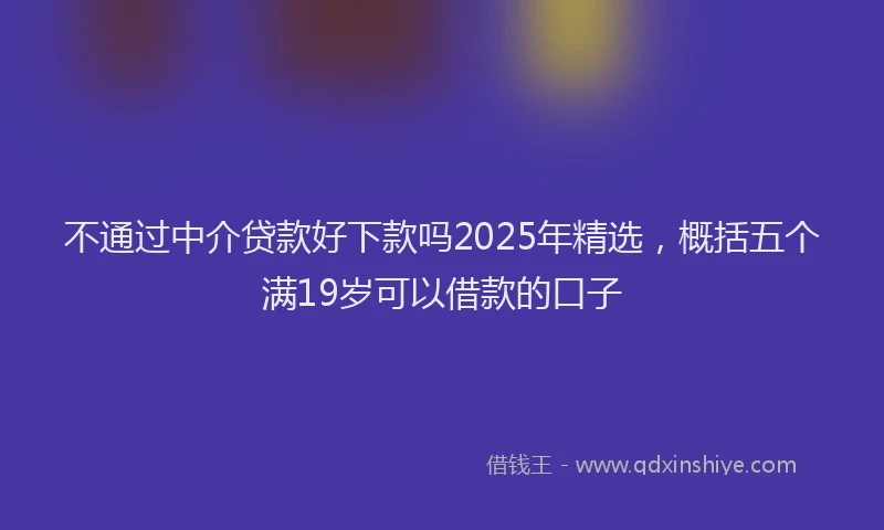不通过中介贷款好下款吗2025年精选,概括五个满19岁可以借款的口子