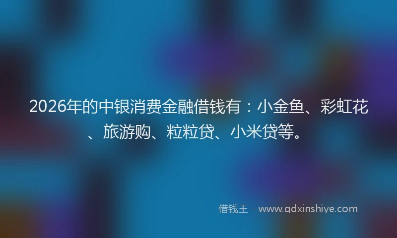 2026年的中银消费金融借钱有：小金鱼、彩虹花、旅游购、粒粒贷、小米贷等。