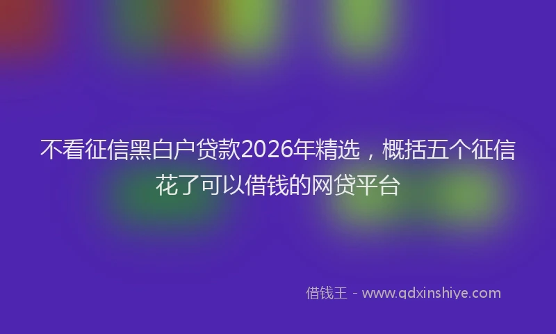 不看征信黑白户贷款2026年精选,概括五个征信花了可以借钱的网贷平台