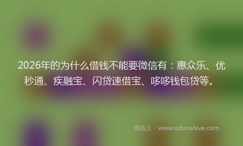2026年的为什么借钱不能要微信有：惠众乐、优秒通、疾融宝、闪贷速借宝、哆哆钱包贷等。