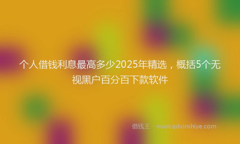 个人借钱利息最高多少2025年精选，概括5个无视黑户百分百下款软件