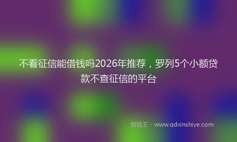 不看征信能借钱吗2026年推荐，罗列5个小额贷款不查征信的平台