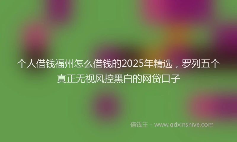 个人借钱福州怎么借钱的2025年精选，罗列五个真正无视风控黑白的网贷口子