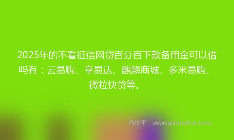 2025年的不看征信网贷百分百下款备用金可以借吗有：云易购、享易达、麒麟商城、多米易购、微粒快贷等。