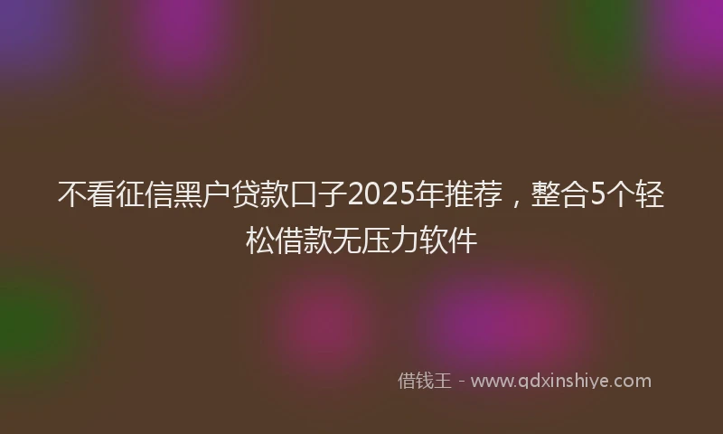 不看征信黑户贷款口子2025年推荐，整合5个轻松借款无压力软件