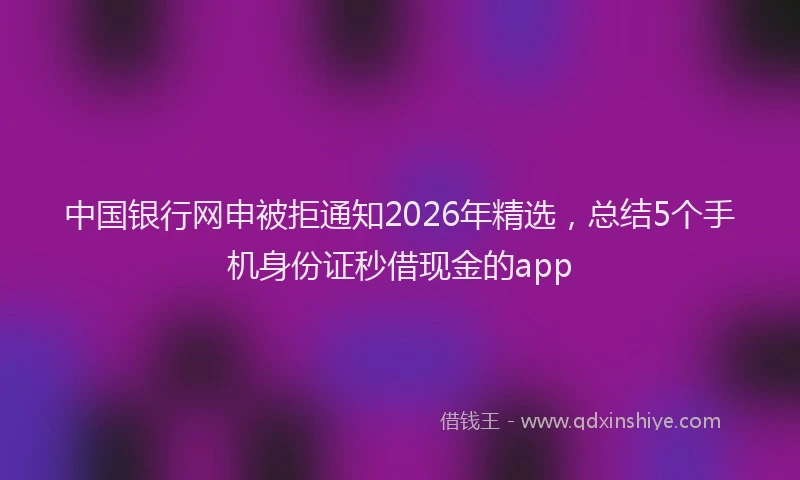 中国银行网申被拒通知2026年精选，总结5个手机身份证秒借现金的app