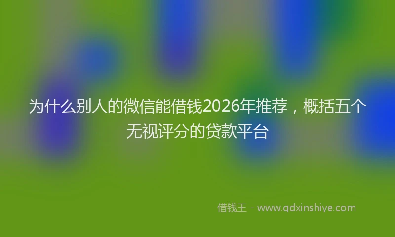 为什么别人的微信能借钱2026年推荐,概括五个无视评分的贷款平台