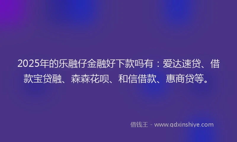 2025年的乐融仔金融好下款吗有：爱达速贷、借款宝贷融、森森花呗、和信借款、惠商贷等。