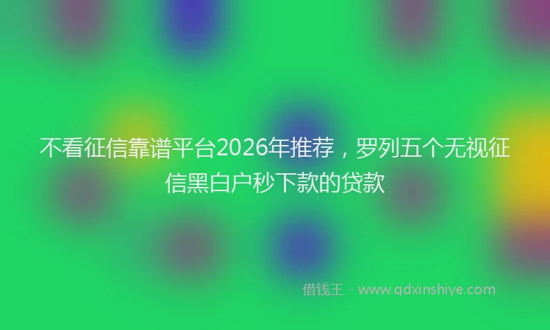 不看征信靠谱平台2026年推荐，罗列五个无视征信黑白户秒下款的贷款