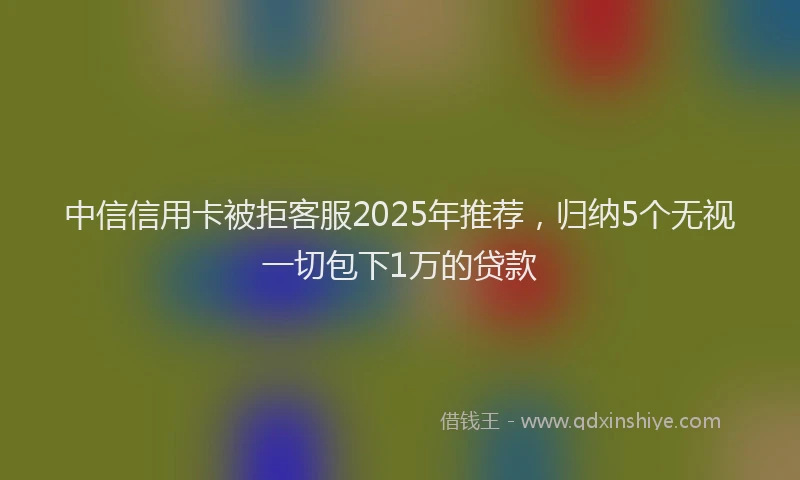中信信用卡被拒客服2025年推荐,归纳5个无视一切包下1万的贷款