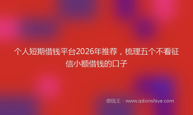 个人短期借钱平台2026年推荐,梳理五个不看征信小额借钱的口子
