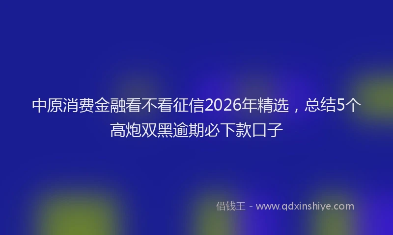 中原消费金融看不看征信2026年精选,总结5个高炮双黑逾期必下款口子