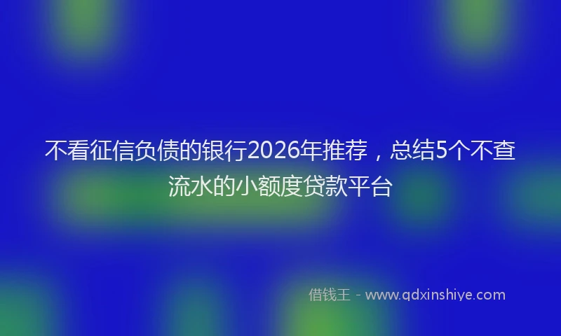 不看征信负债的银行2026年推荐，总结5个不查流水的小额度贷款平台