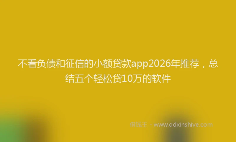 不看负债和征信的小额贷款app2026年推荐,总结五个轻松贷10万的软件